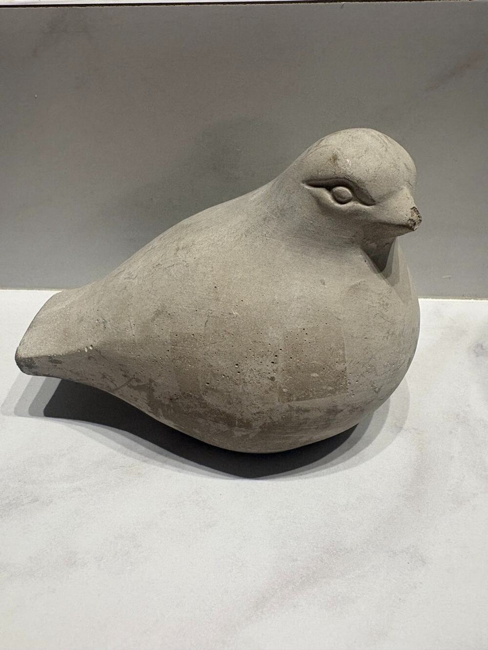 Gray Cast Stone Bird Figurine Paperweight Dove Quail Farmhouse Shelf Decor